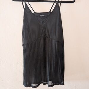 Express Medium Sleeveless Pleated Black Top